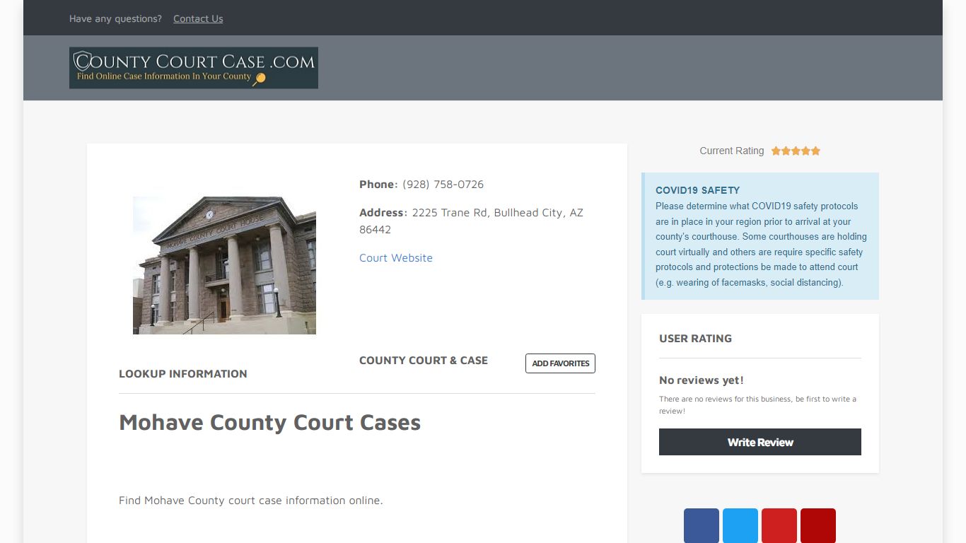 Mohave County | County Court Case Search & Lookup | CountyCourtCase.com